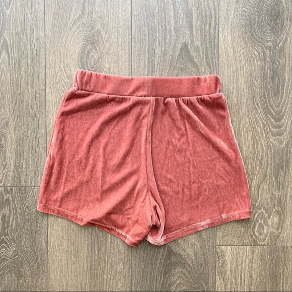 Women's Shorts Crushed Velvet Velour High Rise Waist Elastic waistband Rose Pink - Picture 8 of 14